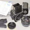 Hasselblad 501C black camera set W/80mm lens+UV filter, A12 & A24 film backs, Strap, cap & system case Mint/-SOLD