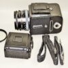 Hasselblad 501C black camera set W/80mm lens+UV filter, A12 & A24 film backs, Strap, cap & system case Mint/-SOLD