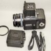 Hasselblad 501C black camera set W/80mm lens+UV filter, A12 & A24 film backs, Strap, cap & system case Mint/-SOLD