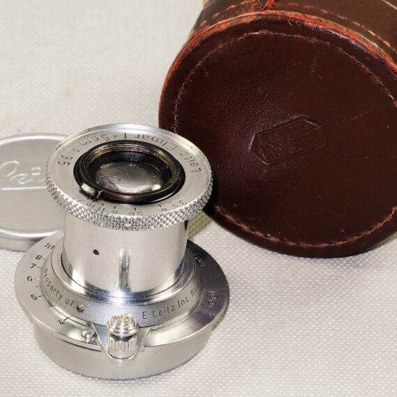 Leica 50/3,5 Elmar SM "Property of E.Leitz NY" with caps and E.Leitz NY lens case Ex++ / RARE lens / SOLD