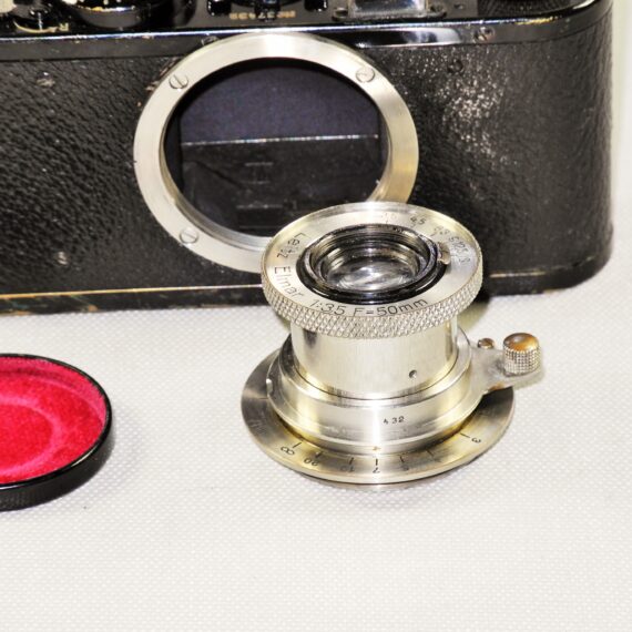 Leica I model C Non-Standard (1930) black nickel camera W/ "Max Myer" plate on back Sold W/Leica 50mm Elmar Nickel lens Ex+/++ / SOLD