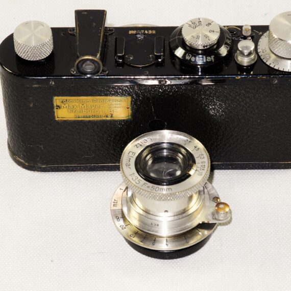 Leica I model C Non-Standard (1930) black nickel camera W/ "Max Myer" plate on back Sold W/Leica 50mm Elmar Nickel lens Ex+/++ / SOLD