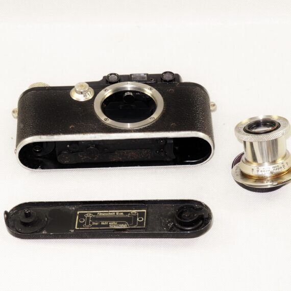 Leica III / F Black Nickel 1934 camera with Leica 50mm Nickel Elmar sm lens with case and cap Mint- / SOLD