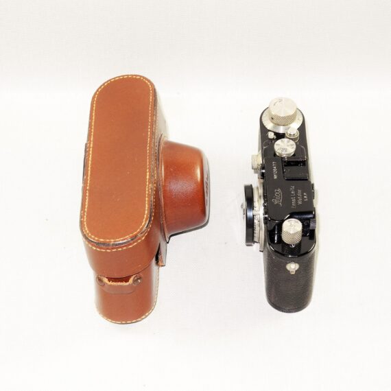 Leica III / F Black Nickel 1934 camera with Leica 50mm Nickel Elmar sm lens with case and cap Mint- / SOLD