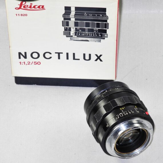 Leica 50mm f/1.2 Noctilux Original RARE lens Circa 1972, Sold W/Leica metal hood and box Ex+ / RARE / FREE Shipping .