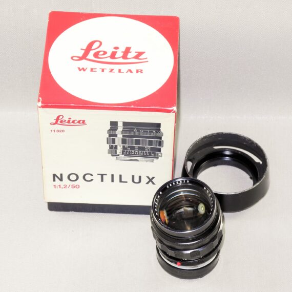 Leica 50mm f/1.2 Noctilux Original RARE lens Circa 1972, Sold W/Leica metal hood and box Ex+ / RARE / FREE Shipping .