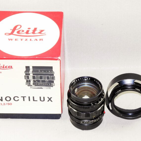 Leica 50mm f/1.2 Noctilux Original RARE lens Circa 1972, Sold W/Leica metal hood and box Ex+ / RARE / FREE Shipping .