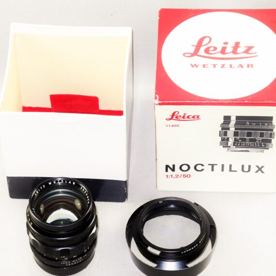 Leica 50mm f/1.2 Noctilux Original RARE lens Circa 1972, Sold W/Leica metal hood and box Ex+ / RARE / FREE Shipping .