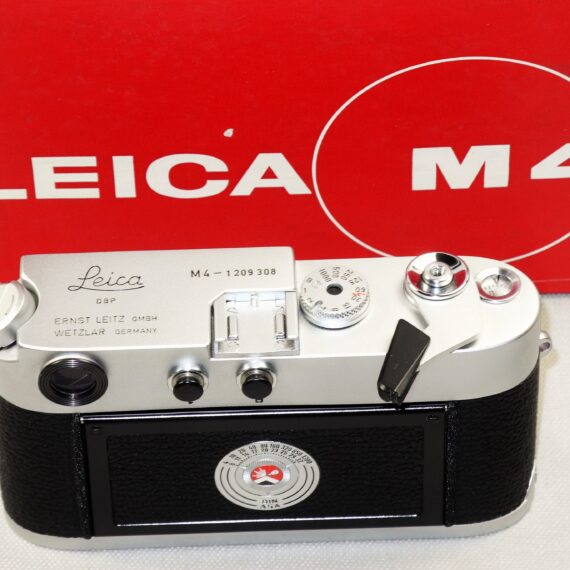 Leica M4 chrome camera (1968-69) with Leica box, instruction manual, body cap Mint/Like new condition! SOLD