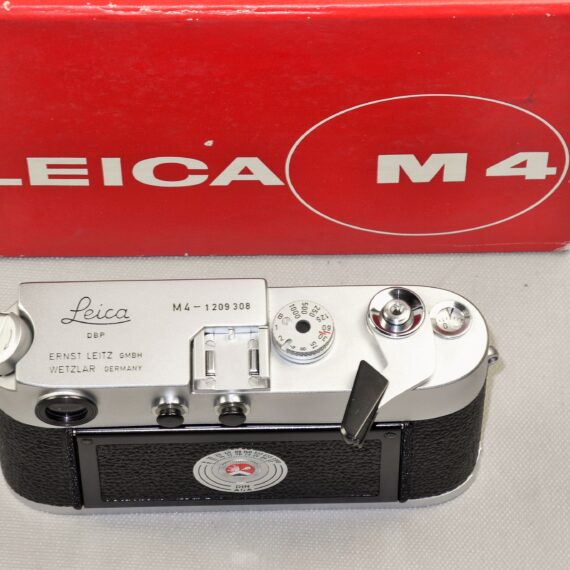 Leica M4 chrome camera (1968-69) with Leica box, instruction manual, body cap Mint/Like new condition! SOLD