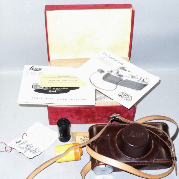 Leica IIIf RD. E.L.C 1952 camera with Leica 50/2 Radioactive Summicron lens,box,case,cards,cap,RF filter,manual,film cartige Mint/- RARE and beautiful. SOLD