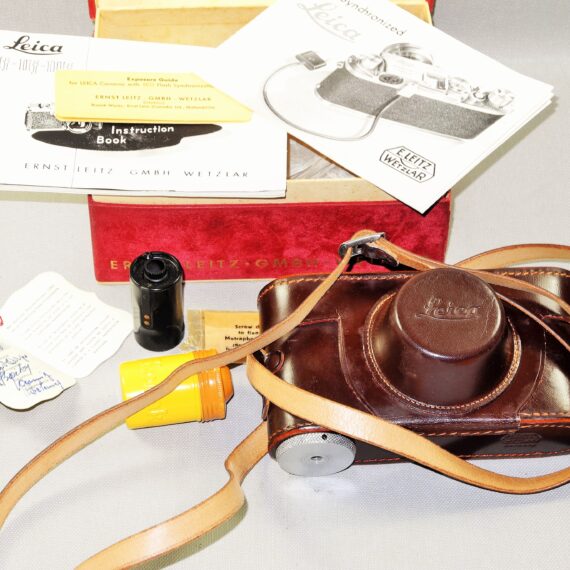 Leica IIIf RD. E.L.C 1952 camera with Leica 50/2 Radioactive Summicron lens,box,case,cards,cap,RF filter,manual,film cartige Mint/- RARE and beautiful. SOLD