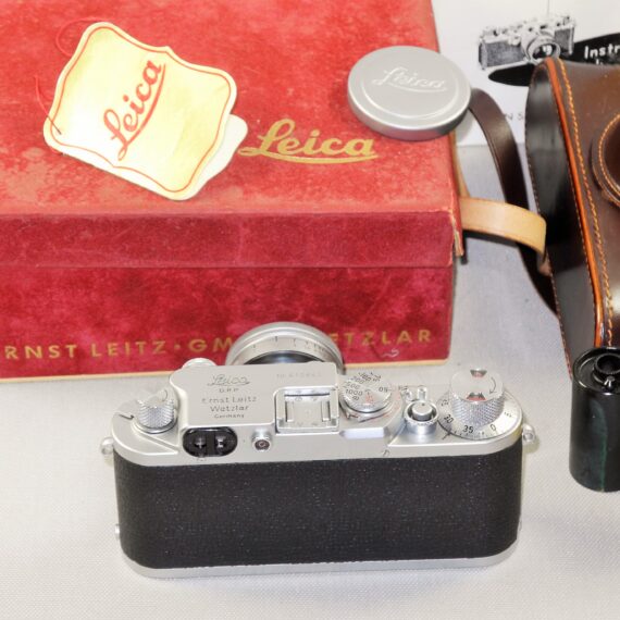 Leica IIIf RD. E.L.C 1952 camera with Leica 50/2 Radioactive Summicron lens,box,case,cards,cap,RF filter,manual,film cartige Mint/- RARE and beautiful. SOLD