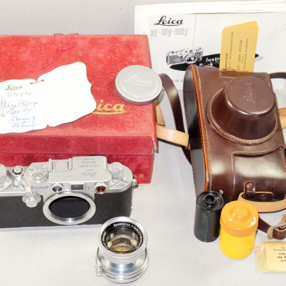 Leica IIIf RD. E.L.C 1952 camera with Leica 50/2 Radioactive Summicron lens,box,case,cards,cap,RF filter,manual,film cartige Mint/- RARE and beautiful. SOLD