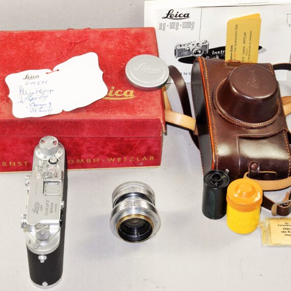 Leica IIIf RD. E.L.C 1952 camera with Leica 50/2 Radioactive Summicron lens,box,case,cards,cap,RF filter,manual,film cartige Mint/- RARE and beautiful. SOLD