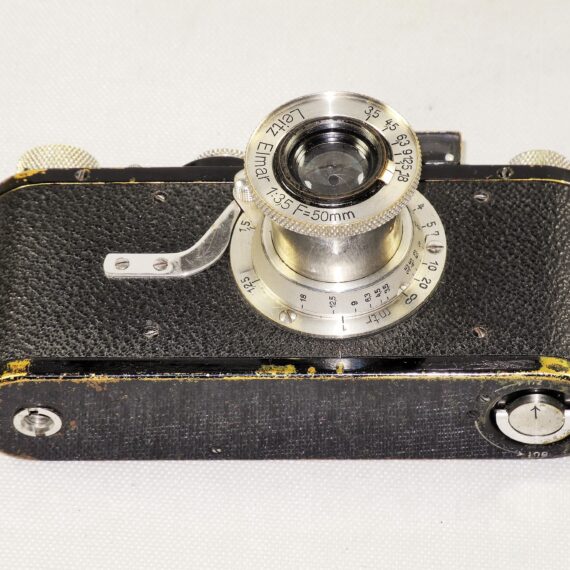 LEICA I MODEL A MUSHROOM DIAL BLACK PAINT (1930) CAMERA W/50mm Elmar lens, recently overhauled Ex+ / SOLD