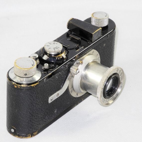 LEICA I MODEL A MUSHROOM DIAL BLACK PAINT (1930) CAMERA W/50mm Elmar lens, recently overhauled Ex+ / SOLD