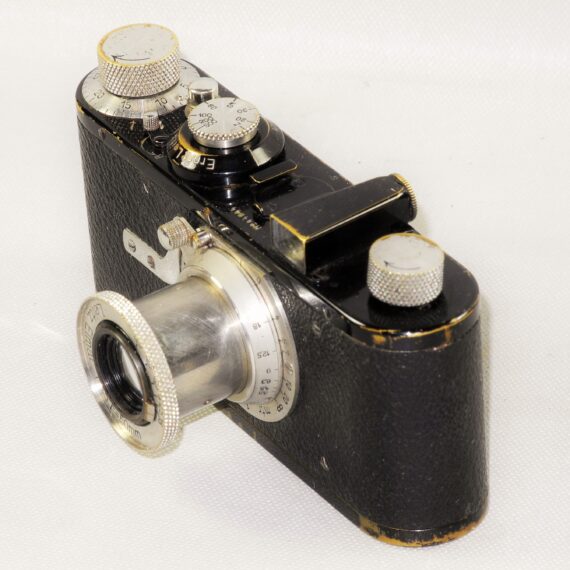 LEICA I MODEL A MUSHROOM DIAL BLACK PAINT (1930) CAMERA W/50mm Elmar lens, recently overhauled Ex+ / SOLD