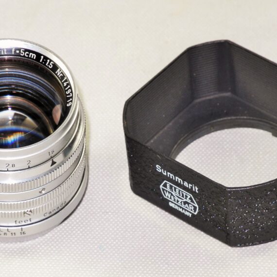 Leica 50/1,5 Summarit "Midland" (SM) Rare lens with cap and hood, Just CLA Mint- /SOLD