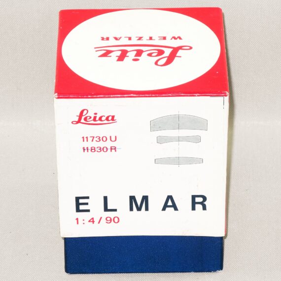 Leica 90/4 Elmar 3 Element SM lens (1962) with box, bubble. Cap Mint/LN- RARE lens / FREE shipping (USA)