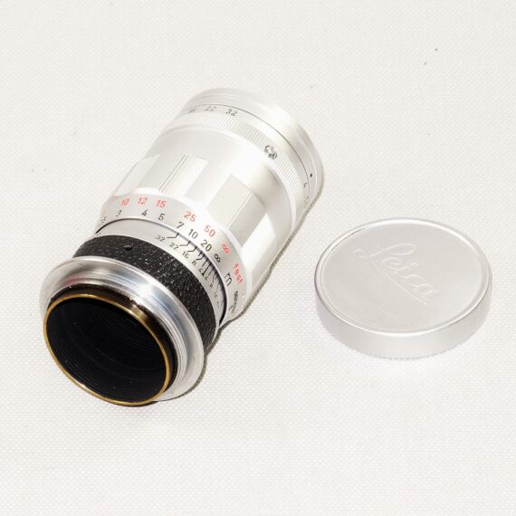 Leica 90/4 Elmar 3 Element SM lens (1962) with box, bubble. Cap Mint/LN- RARE lens / FREE shipping (USA)