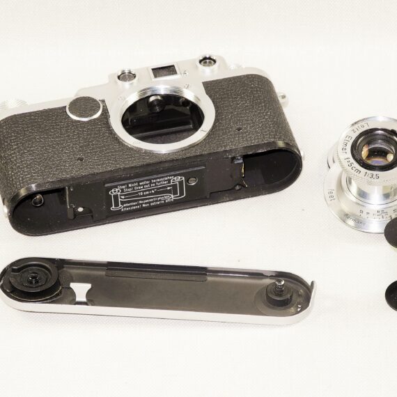 Leica IIF Red Dial chrome camera (1954) with Leica  50/3,5 Elmar lens (1950) Ex++/Mint- Set / Free Shipping (USA)