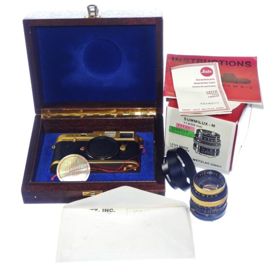 Leica M4-2 Gold Barnack Camera Set W/50/1,4mmlens,Box,Cards Mint- Beautifull Rare Set / SOLD