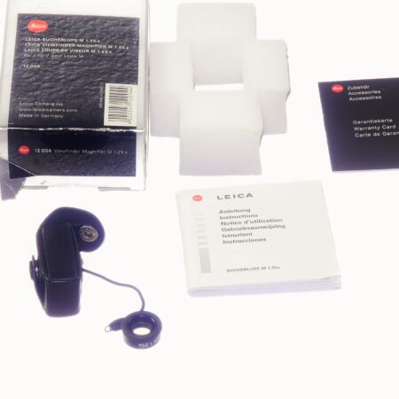 Leica 1.25x Viewfinder Magnifier for M Cameras Cat # 12004 w/ Leica box,case, chain Ex++/Mint-