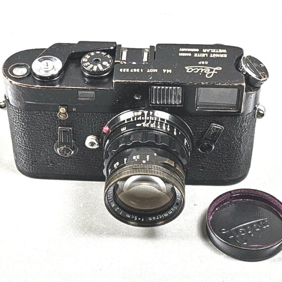 Leica M4-MOT Black Paint Camera Sold with black paint Leica 50/2 Summicron  lens, Nice RARE vintage Set with case (recently  Cla'd )