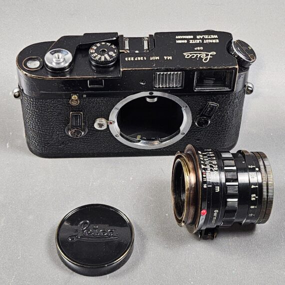 Leica M4-MOT Black Paint Camera Sold with black paint Leica 50/2 Summicron  lens, Nice RARE vintage Set with case (recently  Cla'd )