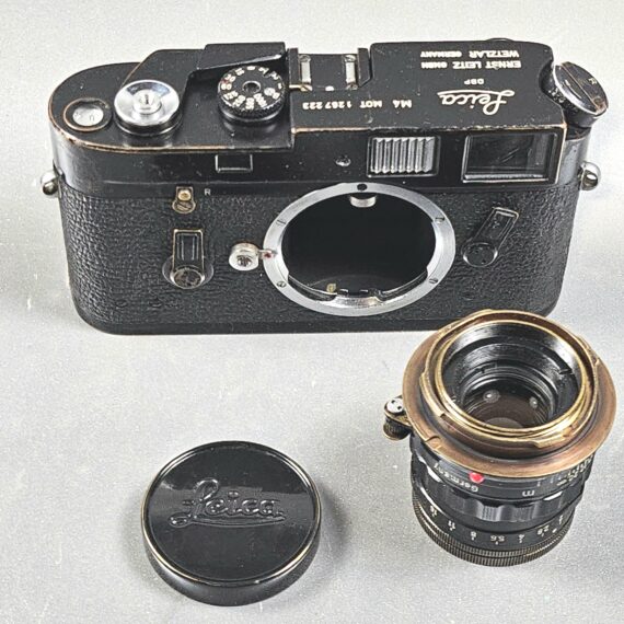 Leica M4-MOT Black Paint Camera Sold with black paint Leica 50/2 Summicron  lens, Nice RARE vintage Set with case (recently  Cla'd )
