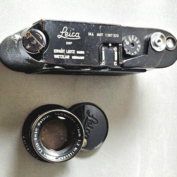 Leica M4-MOT Black Paint Camera Sold with black paint Leica 50/2 Summicron  lens, Nice RARE vintage Set with case (recently  Cla'd )