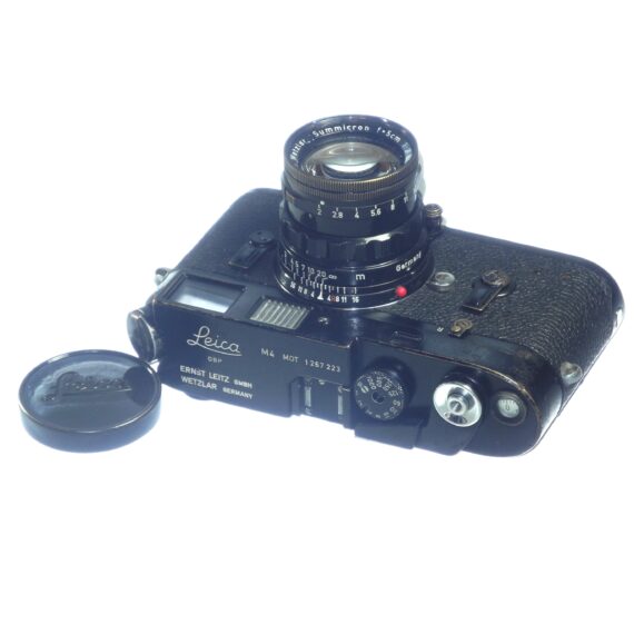 Leica M4-MOT Black Paint Camera Sold with black paint Leica 50/2 Summicron  lens, Nice RARE vintage Set with case (recently  Cla'd )