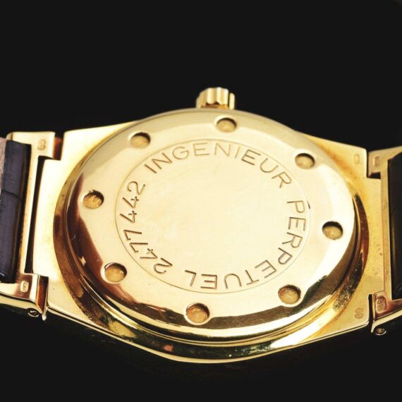 IWC 18K GOLD INGENIEUR PERPETUAL CALENDAR WRISTWATCH W/ MOON PHASES, With Box Mint- / SOLD