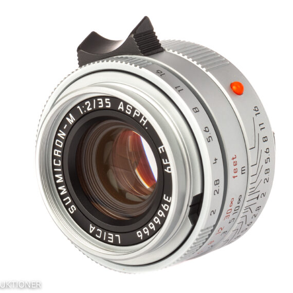Leica 35/2 Summicron-M ASPH. Chrome with Leica hood,caps,leather lens case, Mint- / Free Shipping