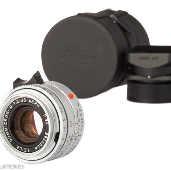 Leica 35/2 Summicron-M ASPH. Chrome with Leica hood,caps,leather lens case, Mint- / Free Shipping