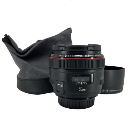Canon 50/1.2 L EF USM lens (72mm) sold with box,case,hood Ex++