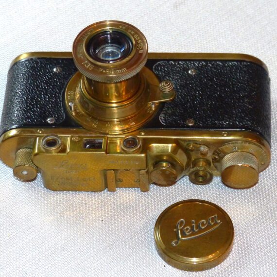 Fed / Zorki gold plated Leica II replica camera with 50/3,5 Elmar lens Ex++