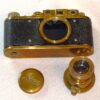 Fed / Zorki gold plated Leica II replica camera with 50/3,5 Elmar lens Ex++