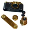 Fed / Zorki gold plated Leica II replica camera with 50/3,5 Elmar lens Ex++