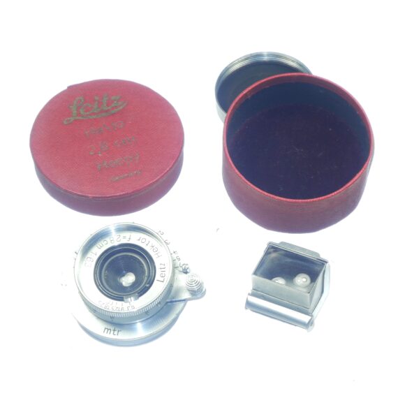 Leica 2,8cm Summaron Ex++ lens 1936 (Just cleaned) Sold W/ Leica SUOOQ folding finder, vintage red rare Leica lens box, caps, Nice set / Free shipping