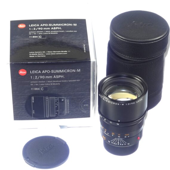 Leica 90/2.0 Apo Summicron-M ASPH. lens (E55) #11884 late lens Mint/- Free Shipping (USA)