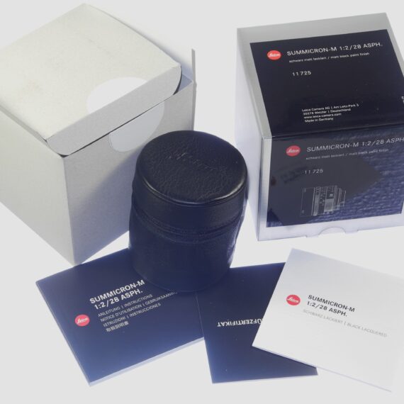 Leica 28/2 Summicron-M Asph. limited edition black mat finish lens Cat#11725 lens (E46) Sold W/Leica Box, Leica lens case, Lens caps Mint-  / SOLD