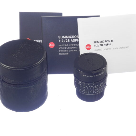 Leica 28/2 Summicron-M Asph. limited edition black mat finish lens Cat#11725 lens (E46) Sold W/Leica Box, Leica lens case, Lens caps Mint-  / SOLD