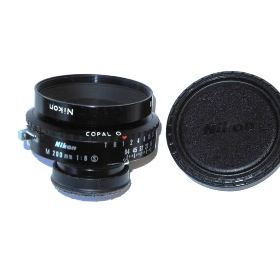 Nikon 200mm f/8 Nikkor-M large format lens (4x5) Copal O with caps Mint- / Free Shipping