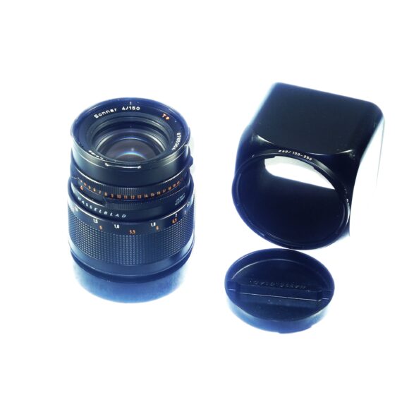 Hasselblad 150mm f4 CF Sonnar T* with hood,caps Mint- / Free Shipping (USA)