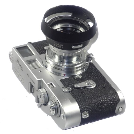 Leica M2 chrome camera (1965) Ex++ with Leica 50/2 Collapsible Summicron lens, hood, cap, half case, overhauled recently Ex++ / Free Shipping