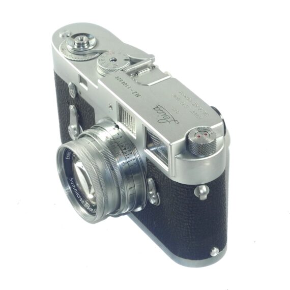 Leica M2 chrome camera (1965) Ex++ with Leica 50/2 Collapsible Summicron lens, hood, cap, half case, overhauled recently Ex++ / Free Shipping
