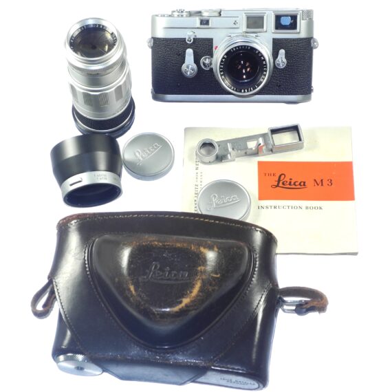Leica M3 S.S ST PV Chrome Camera (1962 Third type) Sold w/50/2 Dual Range & 90/2,8 Elmarit M lenses, Leica caps, case, hood Ex+ / Free shipping