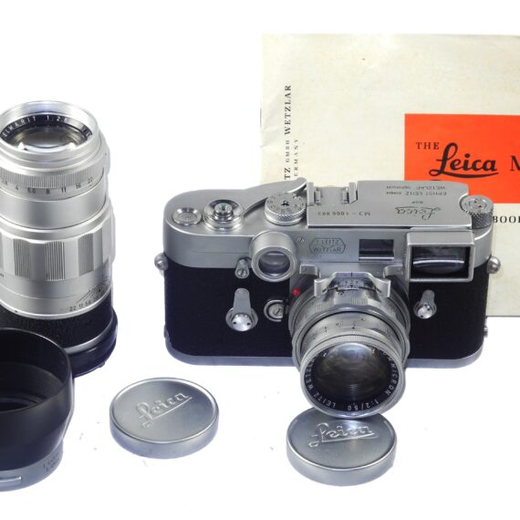 Leica M3 S.S ST PV Chrome Camera (1962 Third type) Sold w/50/2 Dual Range & 90/2,8 Elmarit M lenses, Leica caps, case, hood Ex+ / Free shipping